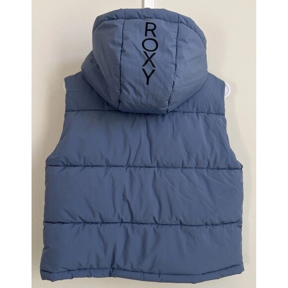Roxy Blue Hooded Water-Resistant Puffer Vest Women’s Small with Pockets - Picture 3 of 9
